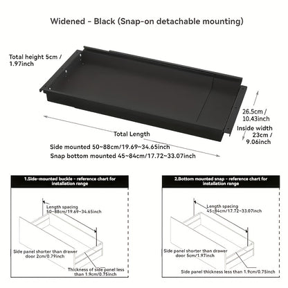 Adjustable Drawer Divider, Expandable Pull-Out Basket for Kitchen Utensil Storage, Thin Cabinet Organizer with Upper and Lower Tiers