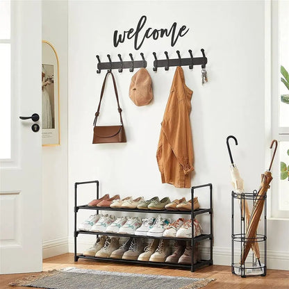 SONGMICS 3-Tier Stackable Vertical Metal Shoe Rack - Single Unit Home Accessory, Upright/Inverted Entryway Furniture, 16-20 Pair Storage, Room Storage Organizer, Apartment Accessories, 11.8x36.2x21.7 in