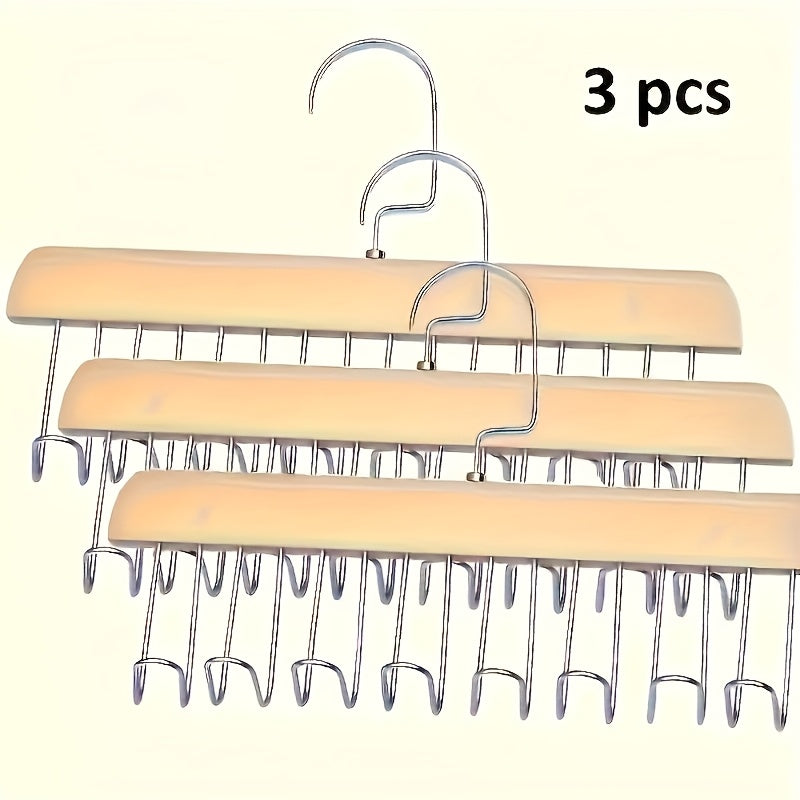 [Wooden Bra Hooks] Set of 3 Optional Wooden for bra Hooks Designed to Save Space, Featuring 8 Hooks That Swivel 360°. Ideal for Bras, Vests, And Camisoles. Made from Solid Wood, Perfect for Organizing Underwear, Ties, And Belts, Especially in Dorms And Ap