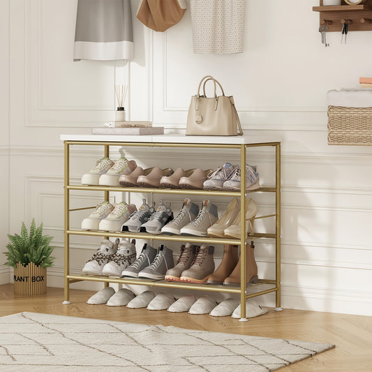 4-Tier 5-Tier 6-Tier Metal Shoe Rack Organizer, Decorations For Home, 28.15" / 35.82" / 45.3" Large Stable Stackable Shoe Tower, Room Decor, Suitable For Entrance Wardrobes, Bedroom Garages, Space Saving