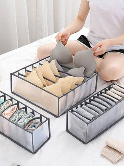 [Underwear Organizer Set] 6pcs Multi-Grid Underwear Organizer Set, Mesh Drawer Dividers for Bras, Panties & Socks, Foldable Visible Storage Boxes, Closet Organizers for Neat Bedroom