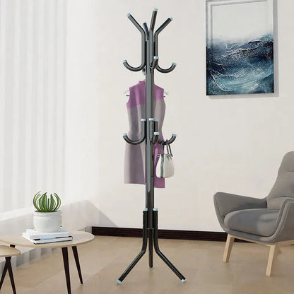 Carbon Steel 12-Hook Freestanding Coat Rack , 3-Tier Space Saver Home Accessory for Entryway Coats, Jackets, Purses, Hats