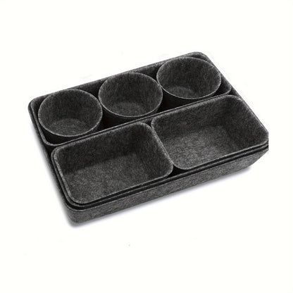 8pcs Desk Drawer Organizers, Multi-Use Felt Shallow Narrow Drawer Organizers, Separators Storage Box, Basket Shelf Cubes Foldable Drawer Dividers Desk Organisers for Home, Bedroom And Living Room