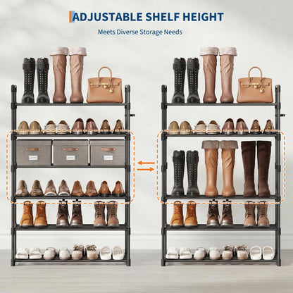 Garvee 10-Tier Shoe Rack, Slim Shoe Storage Organizer with Metal Frame & Non-Woven Fabric Shelves, Adjustable Design for Entryway, Bedroom,