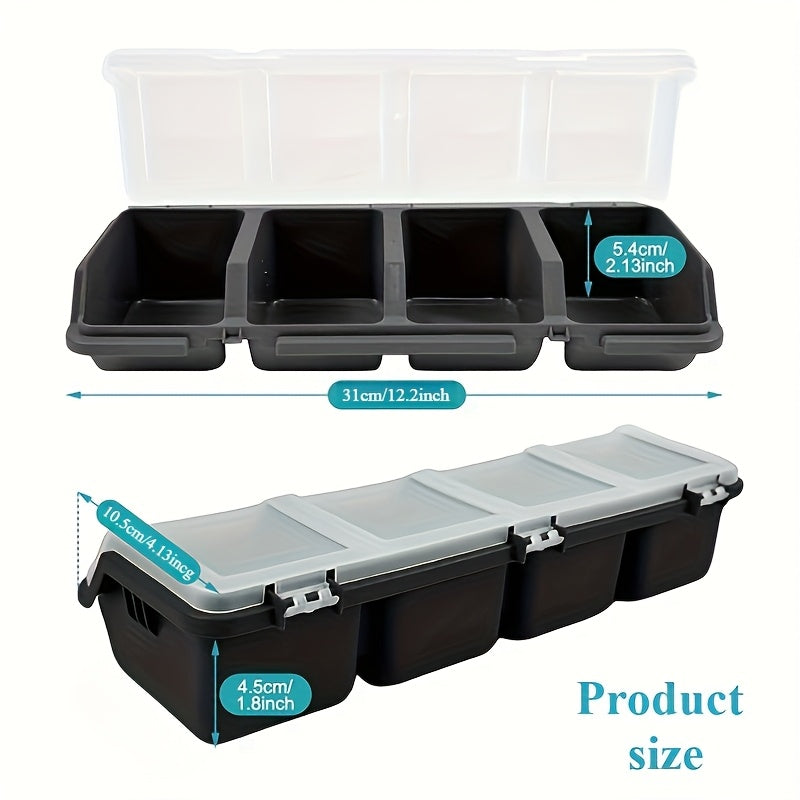 [Screw Organizer Storage Box] 4-Compartment Screw Organizer - Small Parts & Mini Tool 4-Grid Divider Storage Box for Garage, Nail Craft Tool Organization - Tool Cart, Cabinet, Workbench Drawer - Black | Gray Optional