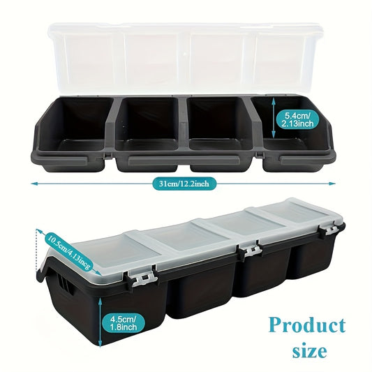 [Screw Organizer Storage Box] 4-Compartment Screw Organizer - Small Parts & Mini Tool 4-Grid Divider Storage Box for Garage, Nail Craft Tool Organization - Tool Cart, Cabinet, Workbench Drawer - Black | Gray Optional